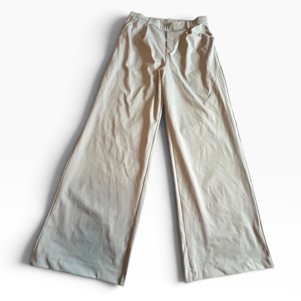 Halara Wide Leg Trousers Gray High Waisted Flowy Pants Large Regular